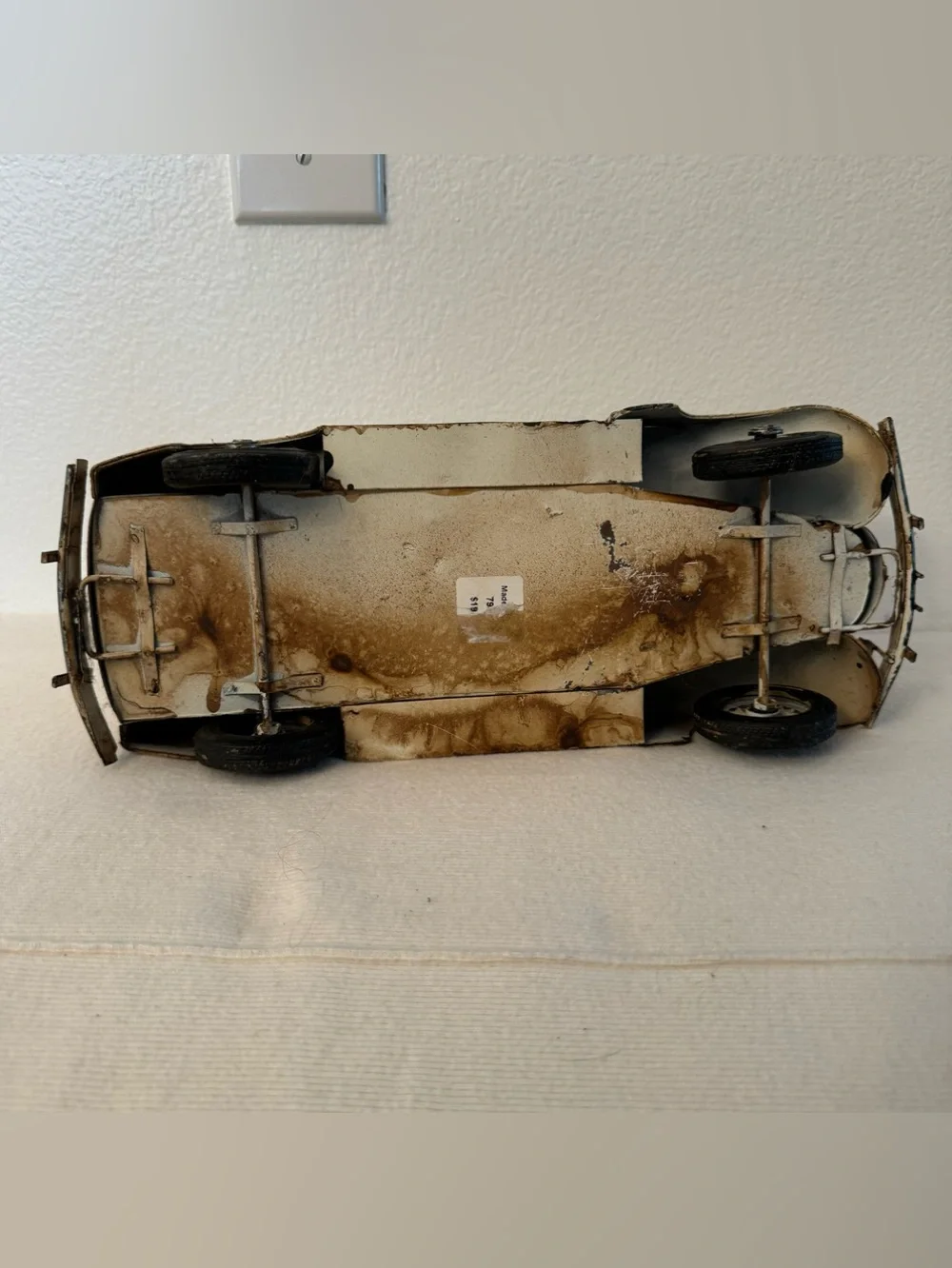 Vintage 1930s Style Metal Sedan Car Model Large 13” Rustic Decor